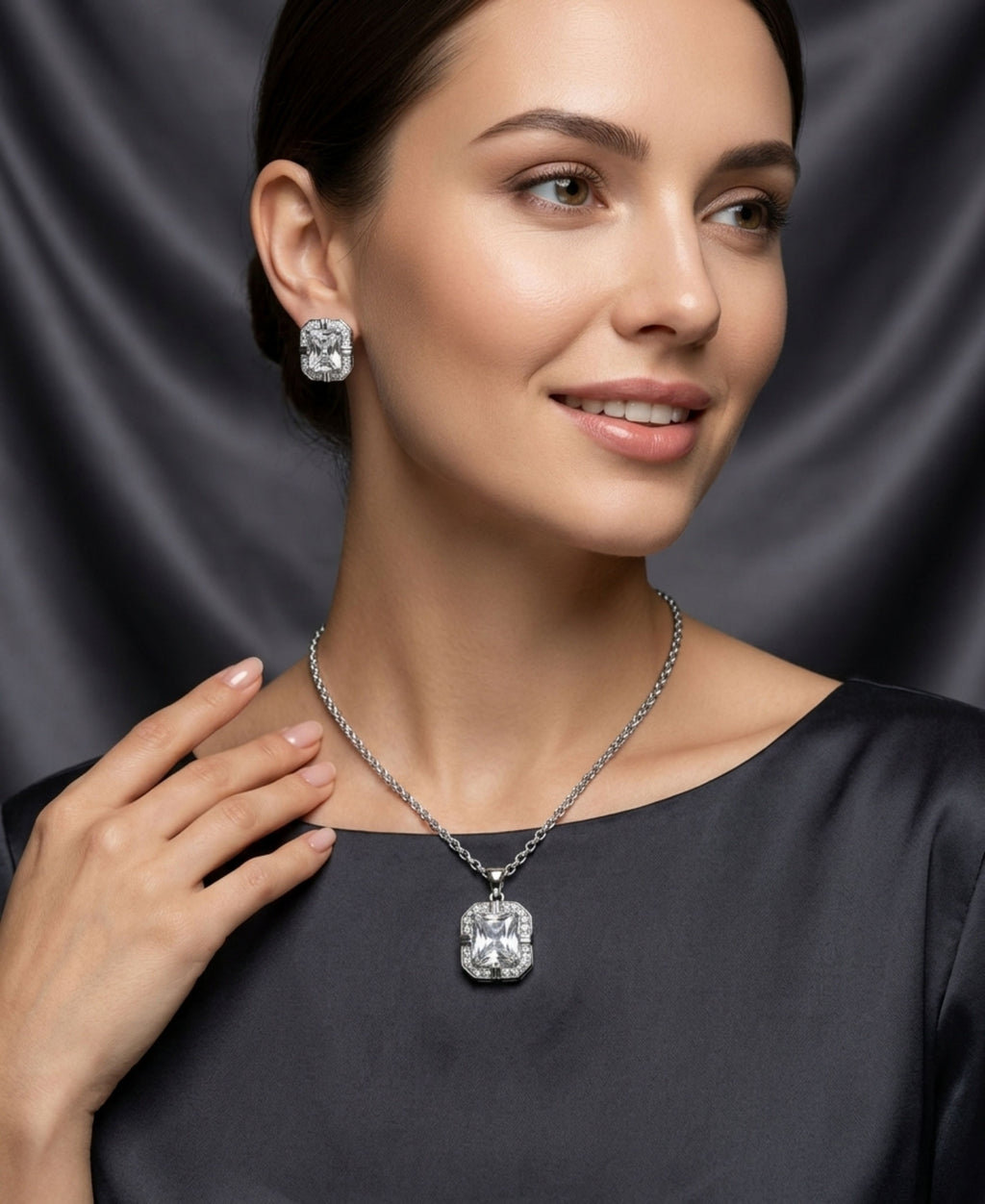 SS ZIRCON NECKLACE SET