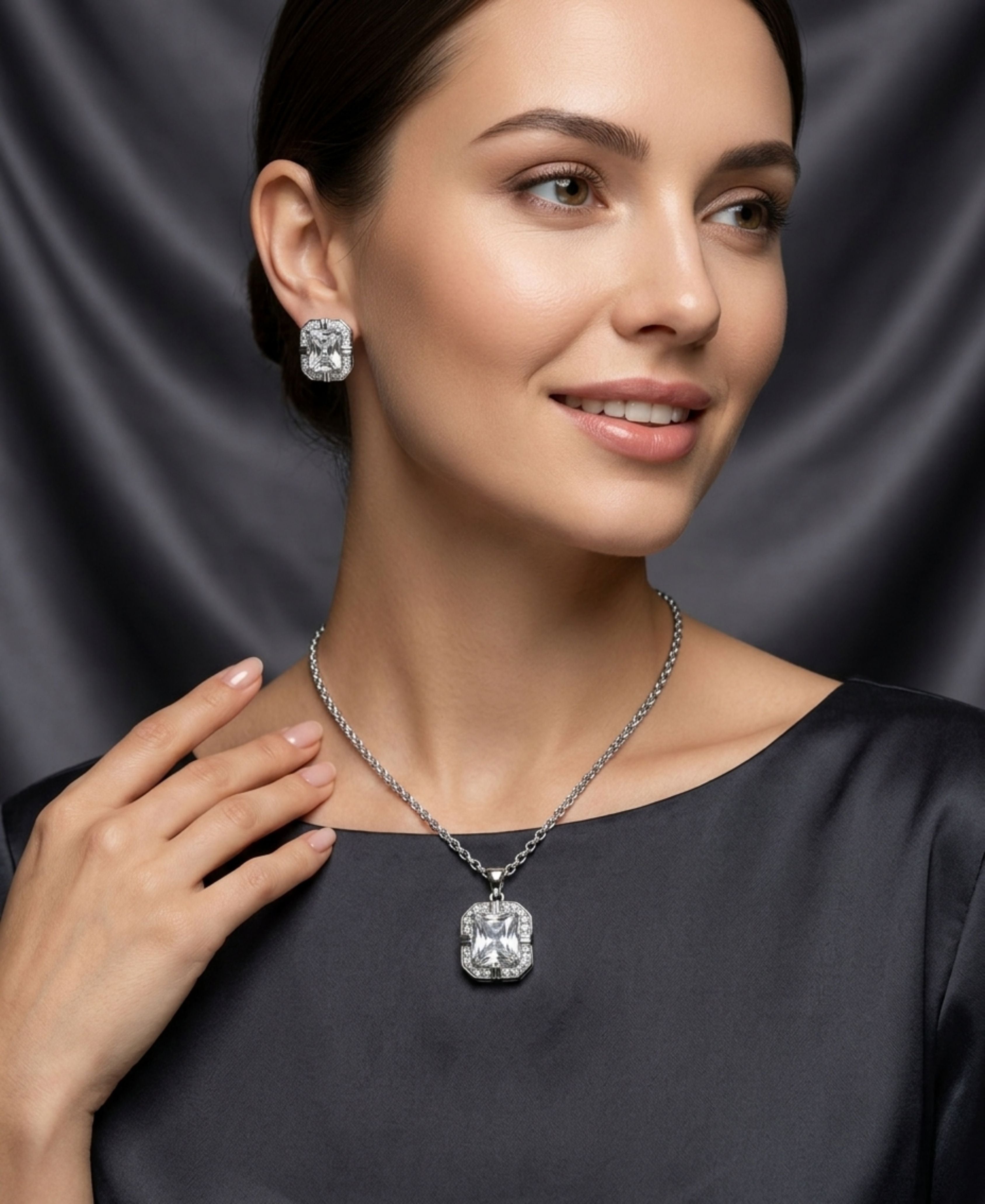 SS ZIRCON NECKLACE SET