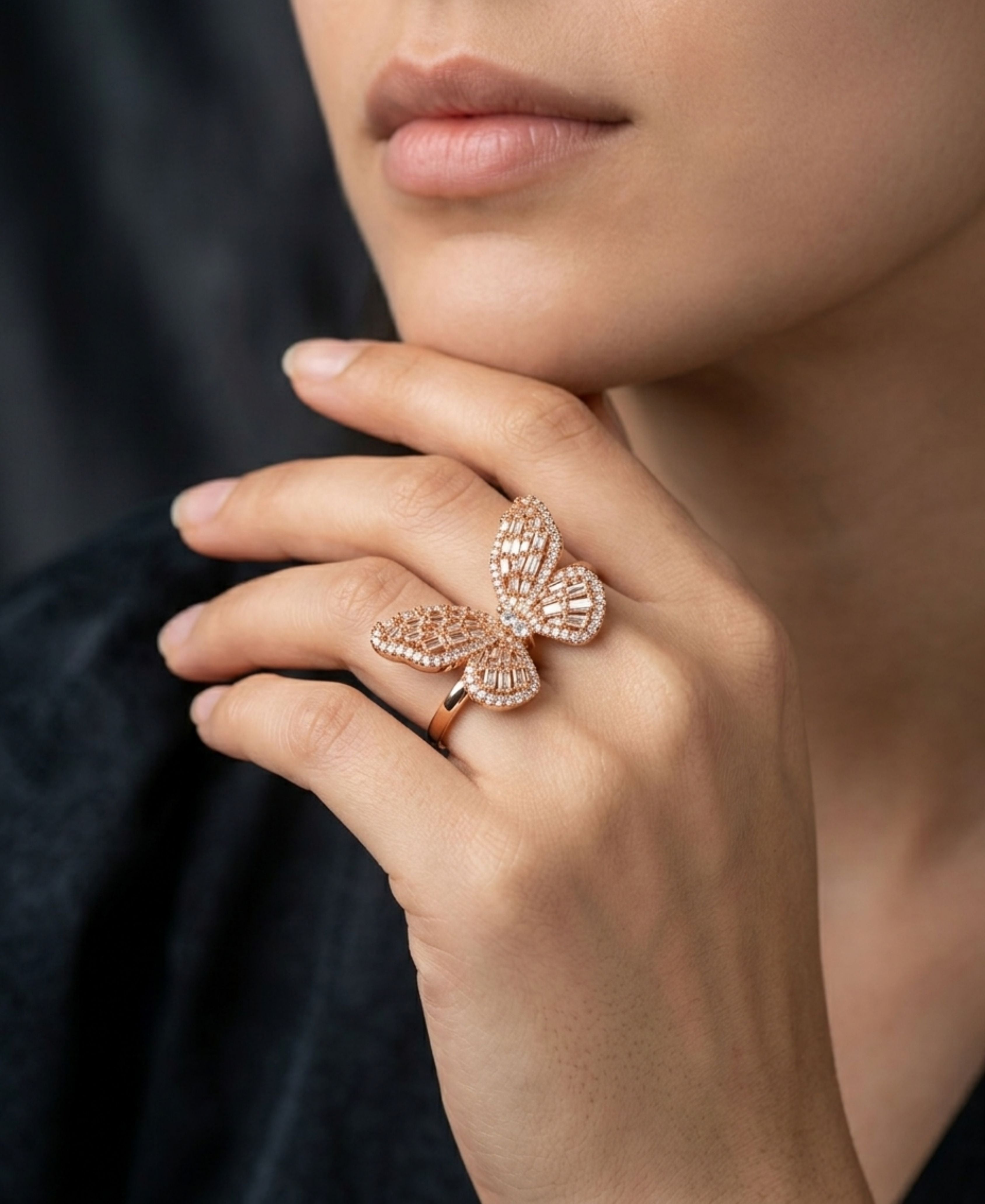 SS Diamond Butterfly Ring