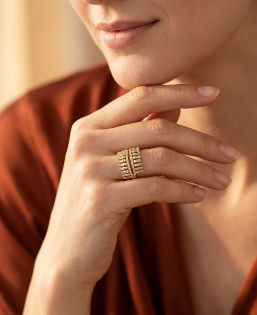 SS Golden Crown Ring