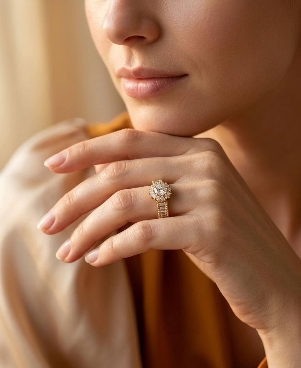 SS Gold Diamond Ring