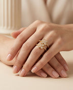 SS Gold Double Flower Ring
