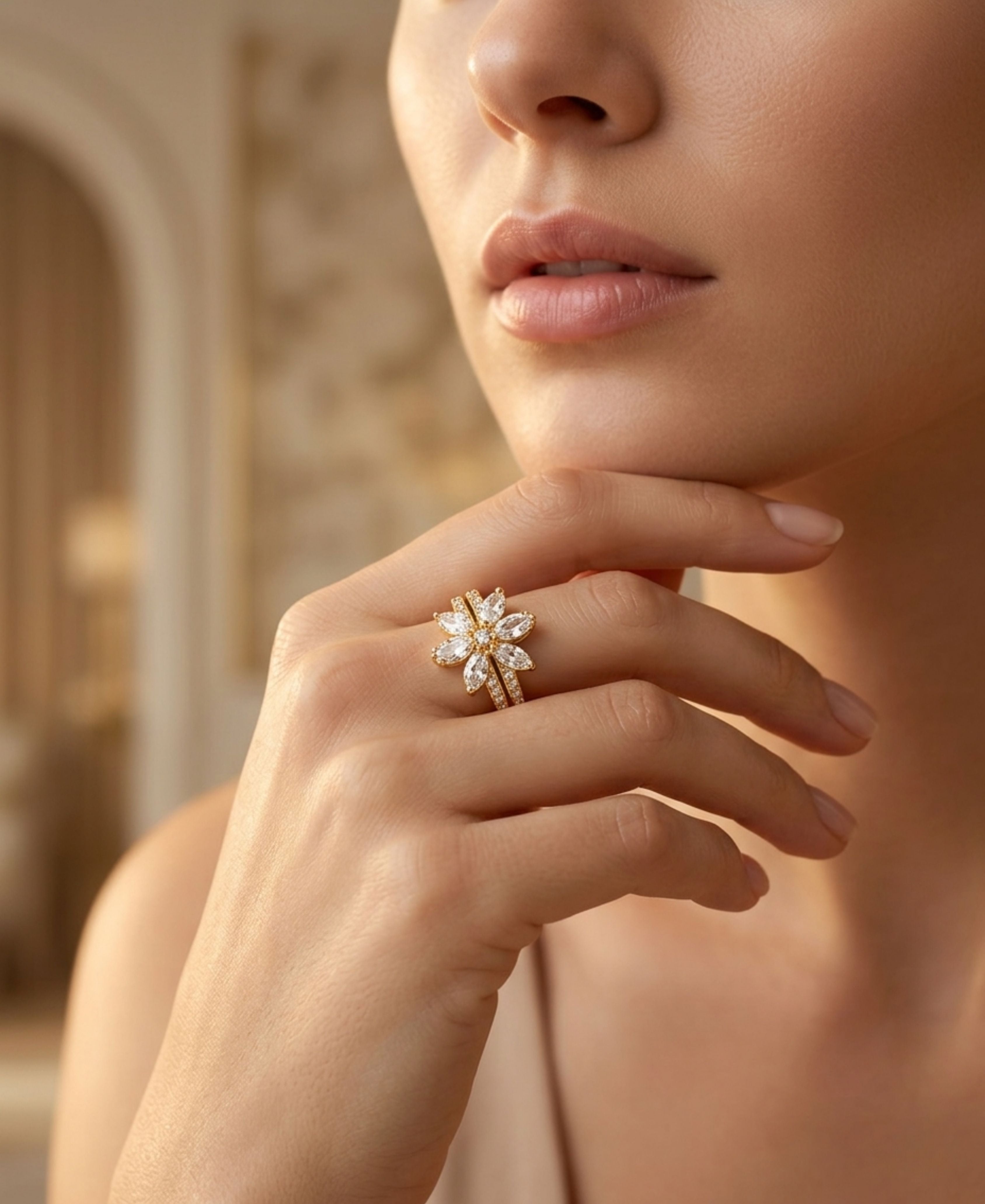SS Gold Flower Ring