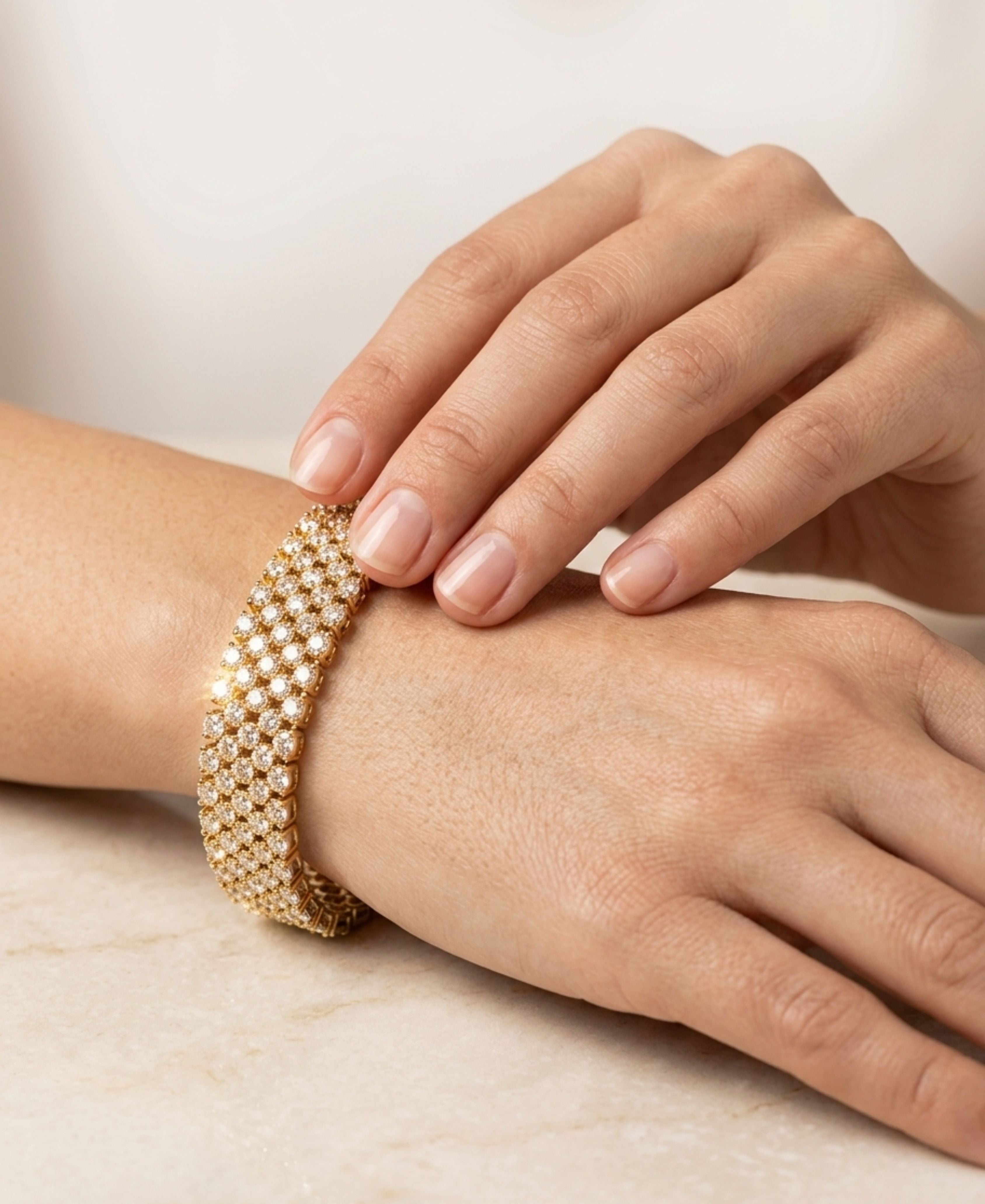 SS GOLD MAT STONE BRACELET