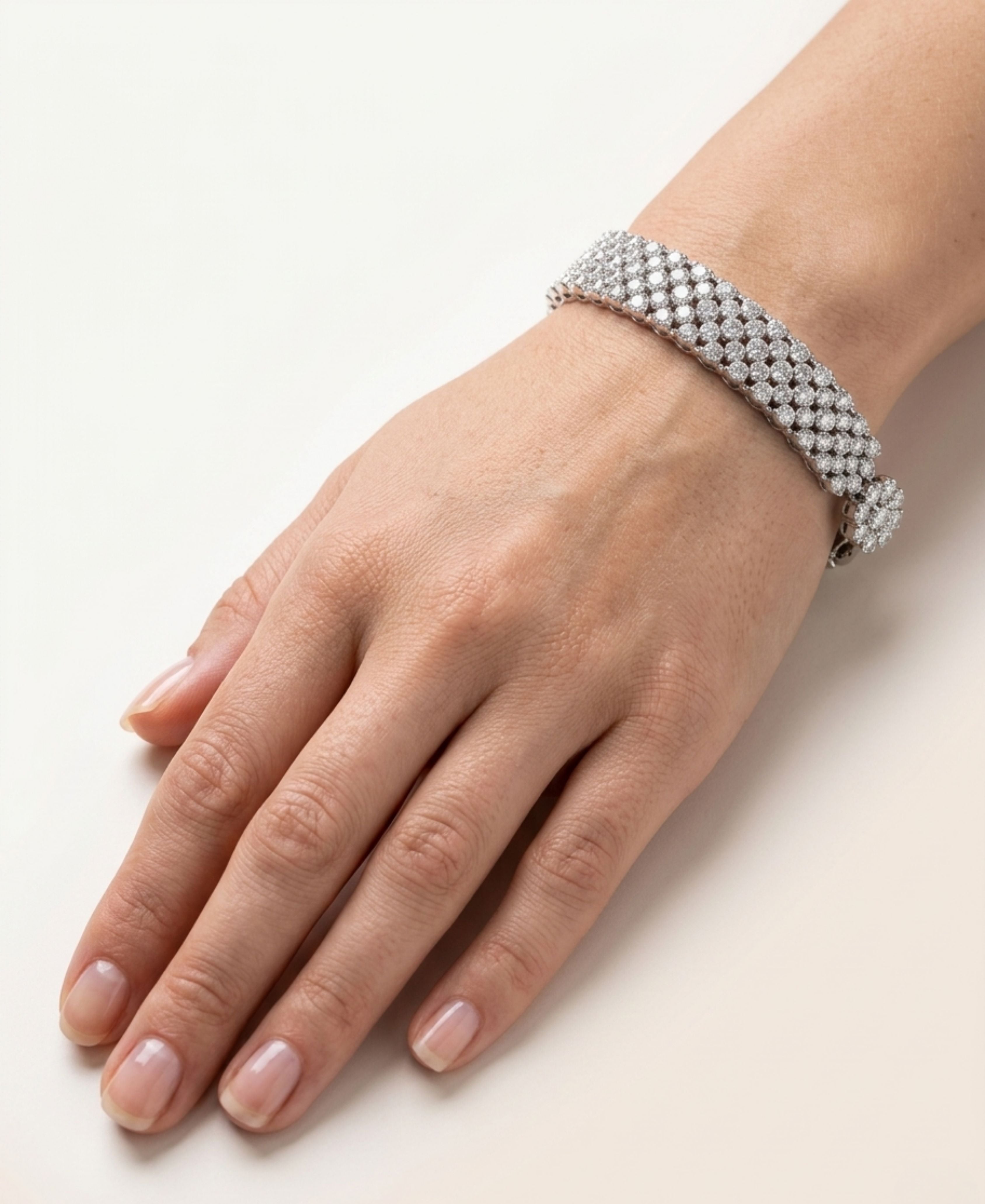SS SILVER MAT STONE BRACELET