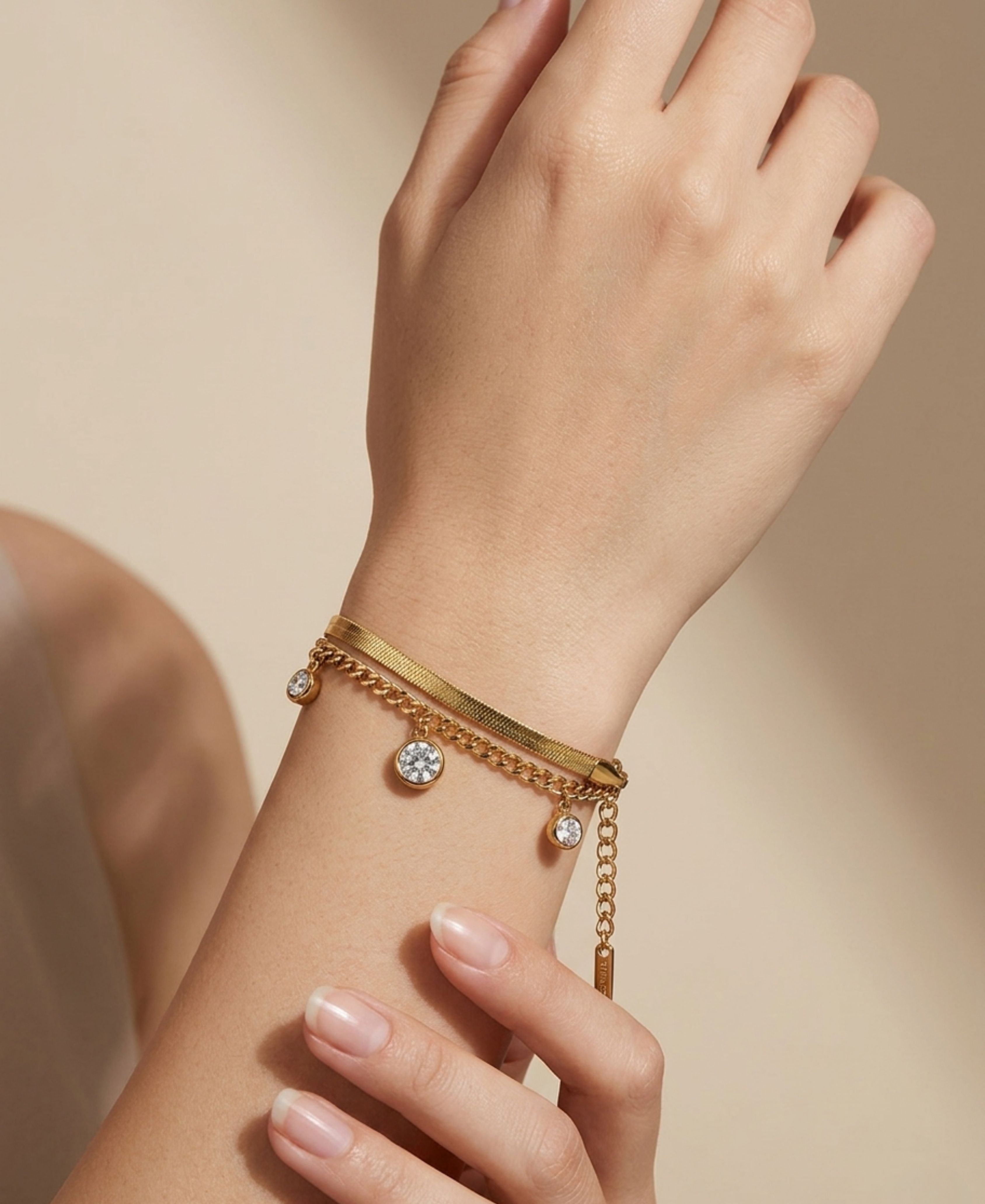 SS DOUBLE CHAIN ROMAN BRACELET