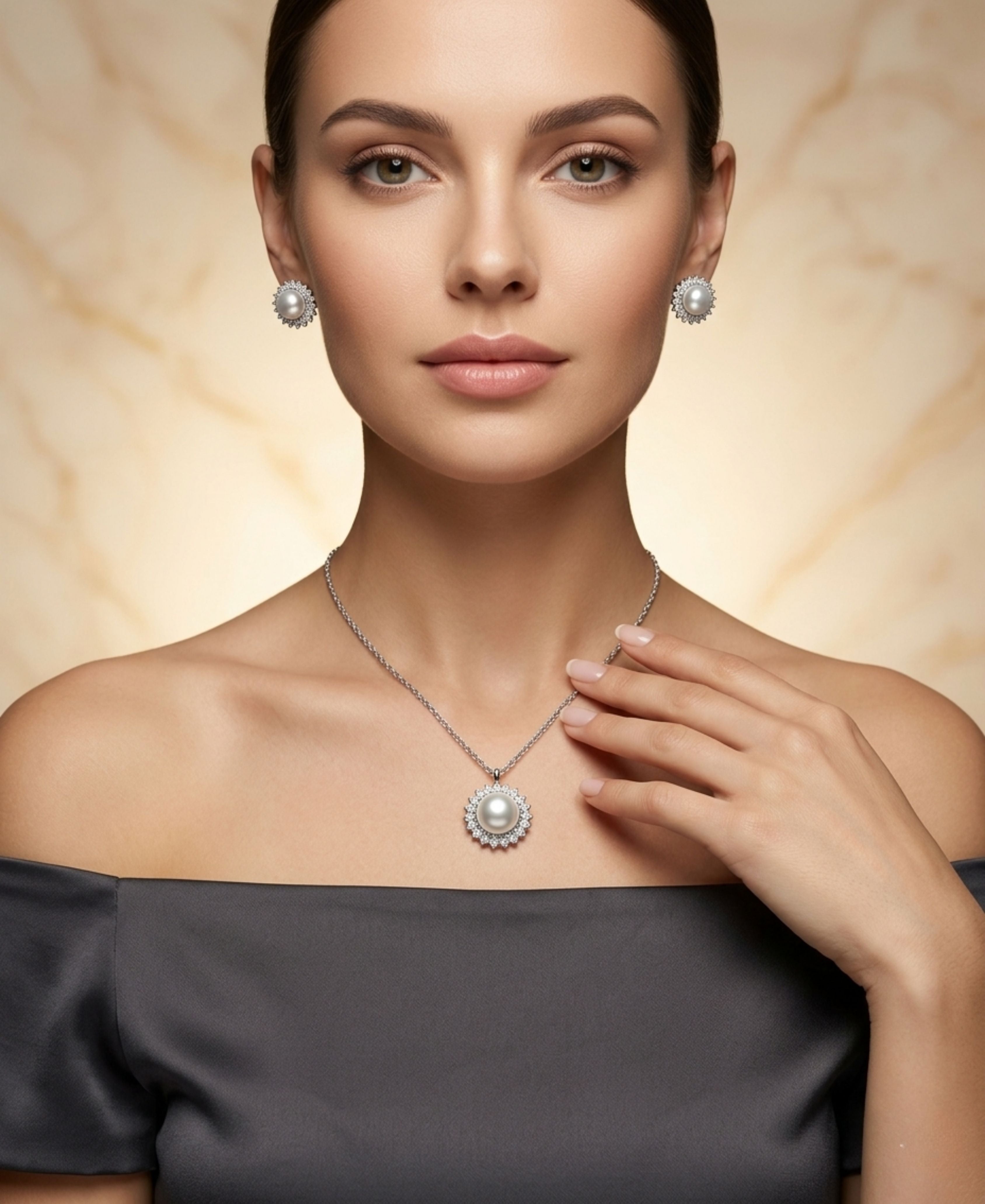 SS PEARL NECKLACE SET