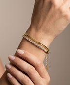 SS DOUBLE CHAIN STONE BRACELET