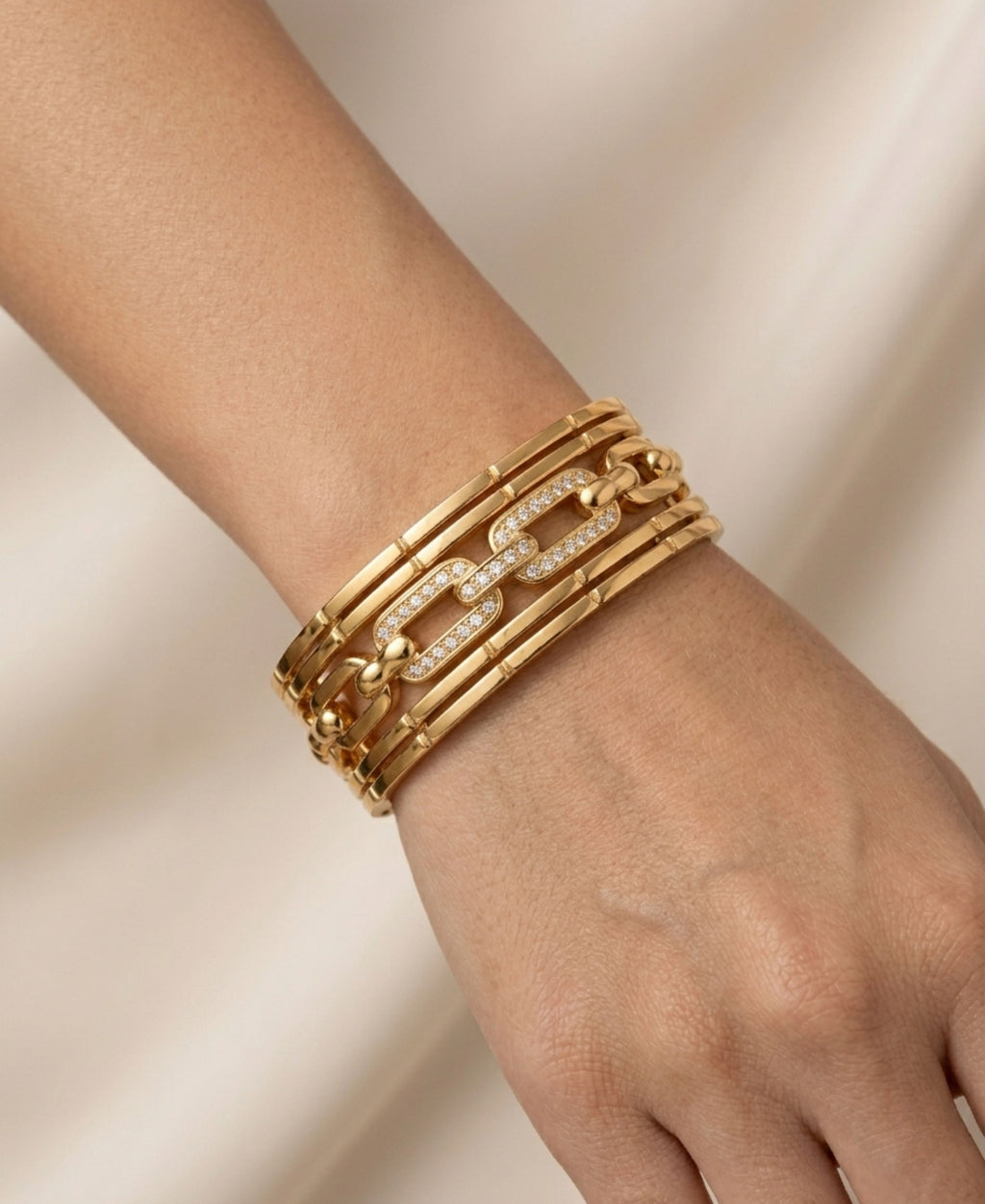 SS Chain Diamond Cuff