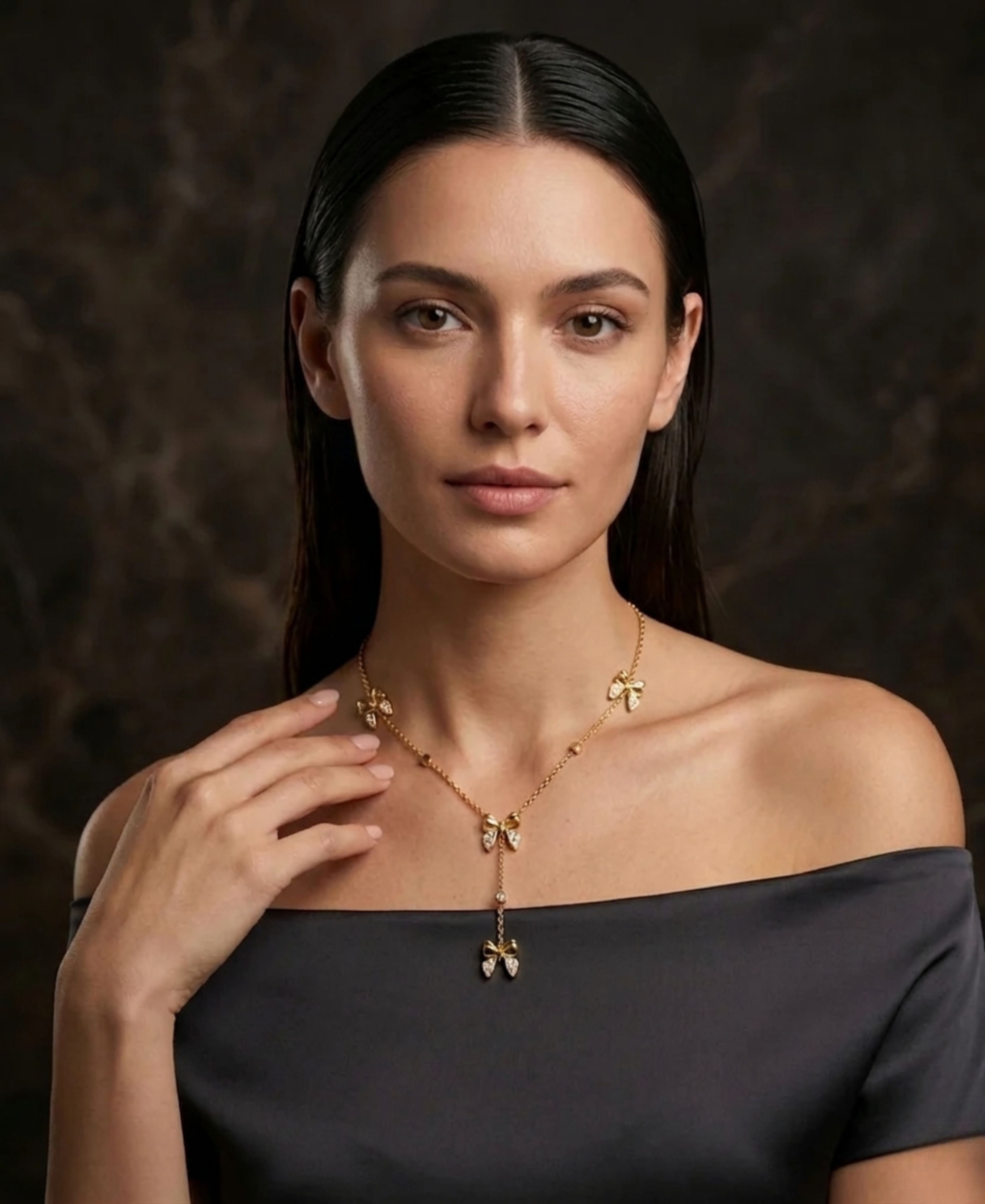 SS BUTTERFLY DROP NECKLACE