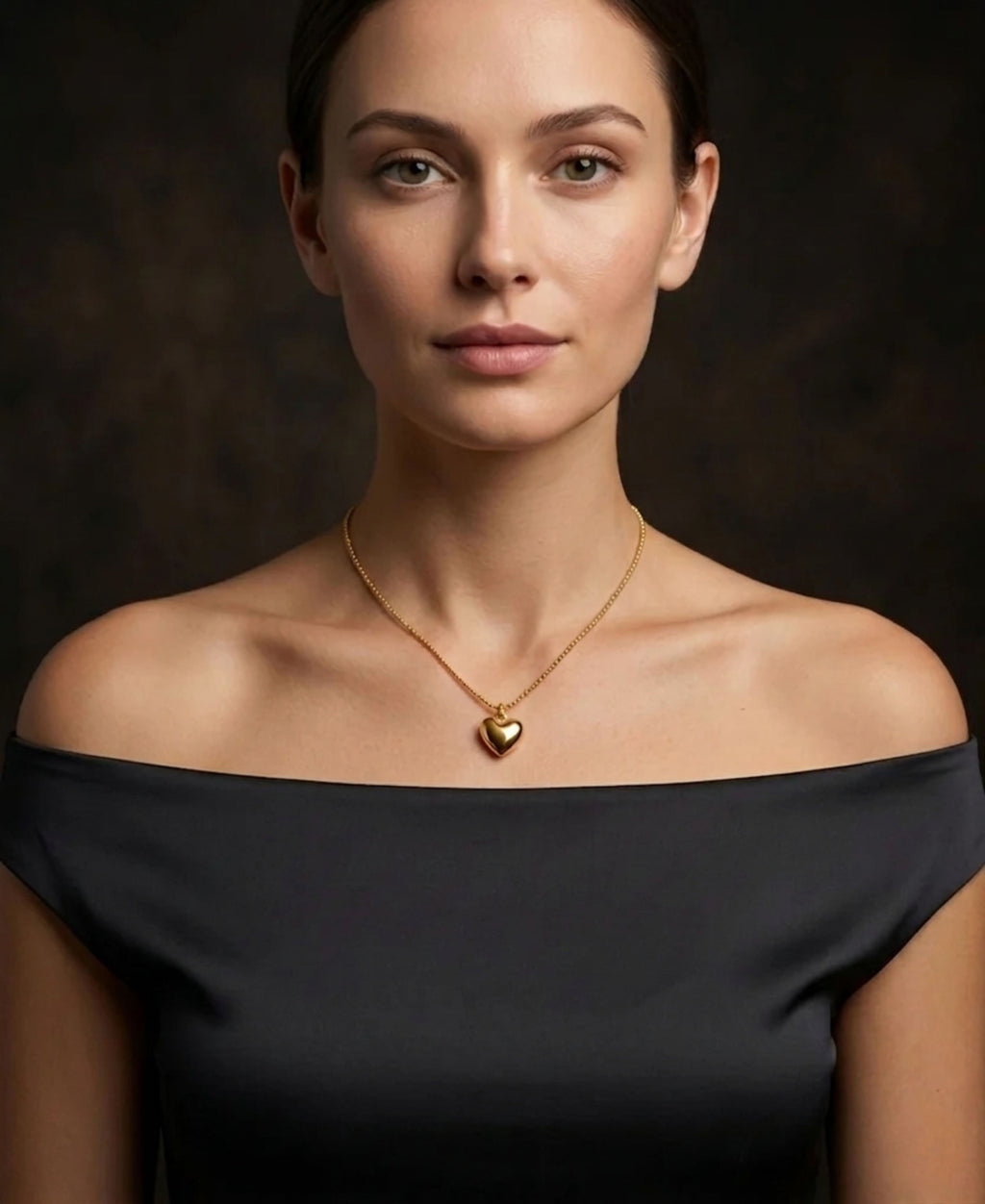 SS GOLD HEART PENDANT NECKLACE
