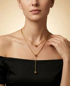 SS DOUBLE LAYER BALL DROP NACKLACE