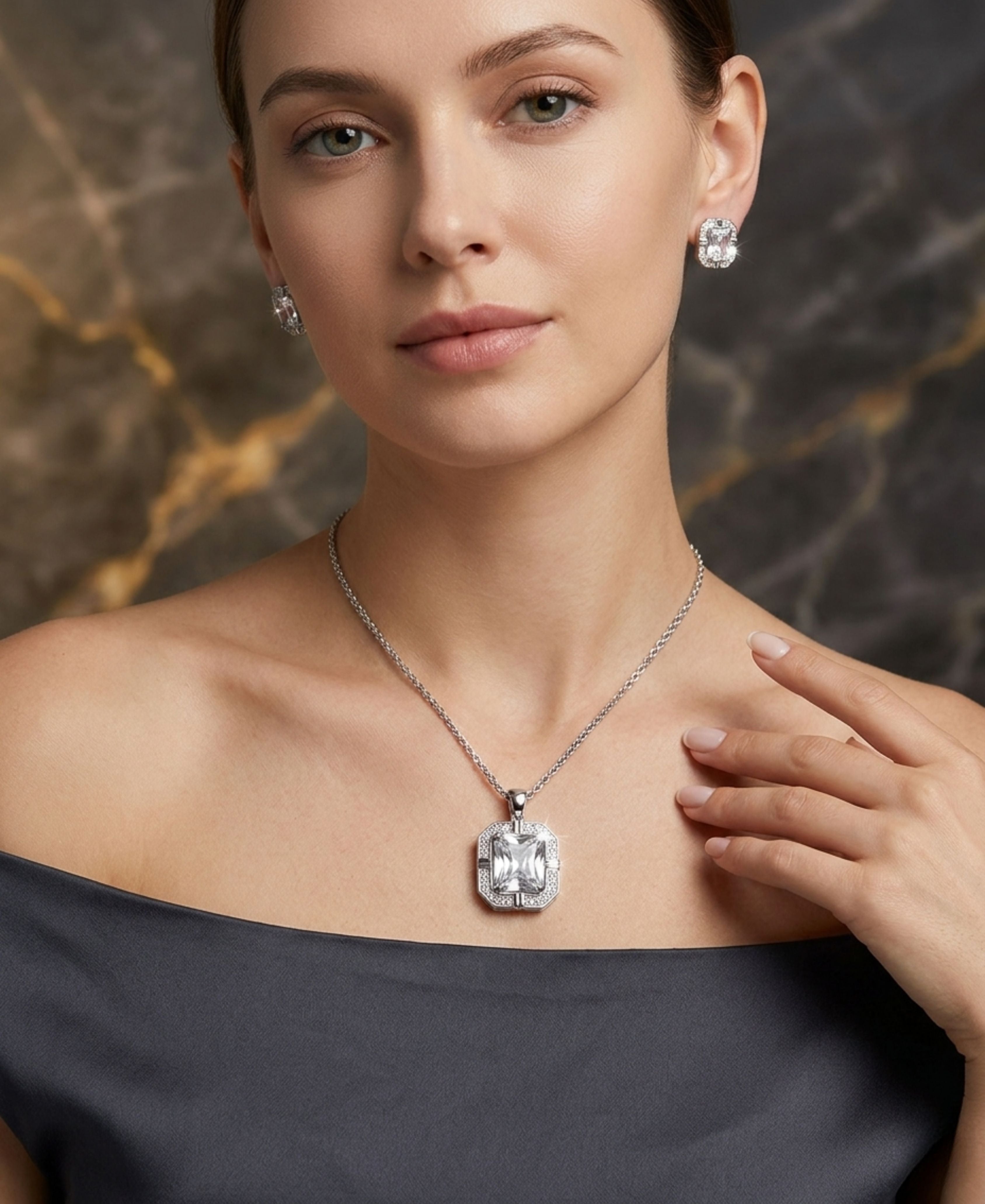 SS ZIRCON NECKLACE SET
