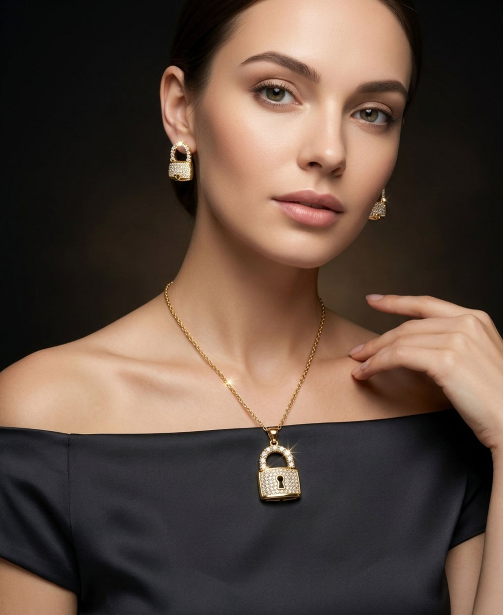 SS GOLD LOCK NECKLACE SET