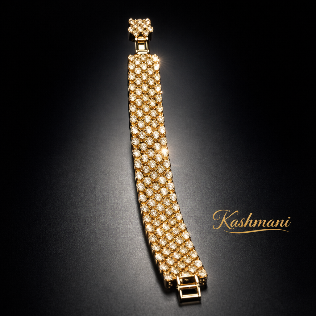SS GOLD MAT STONE BRACELET