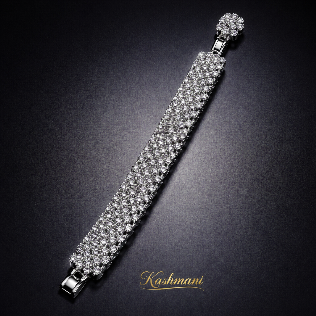 SS SILVER MAT STONE BRACELET