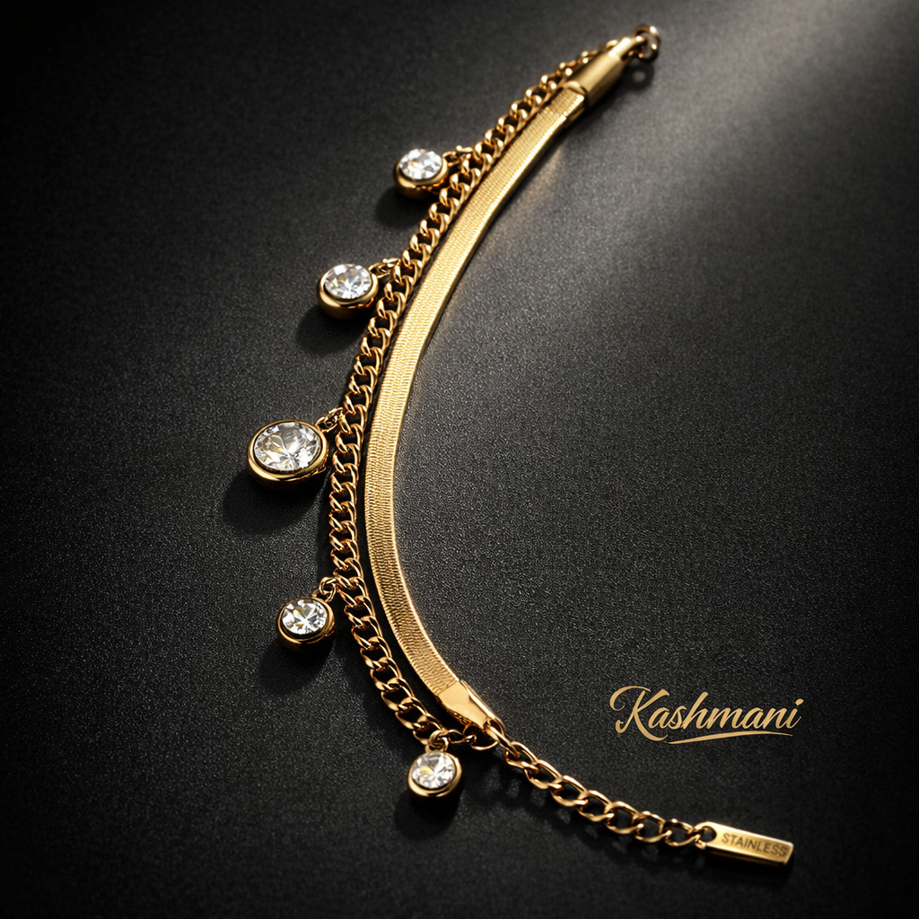 SS DOUBLE CHAIN ROMAN BRACELET