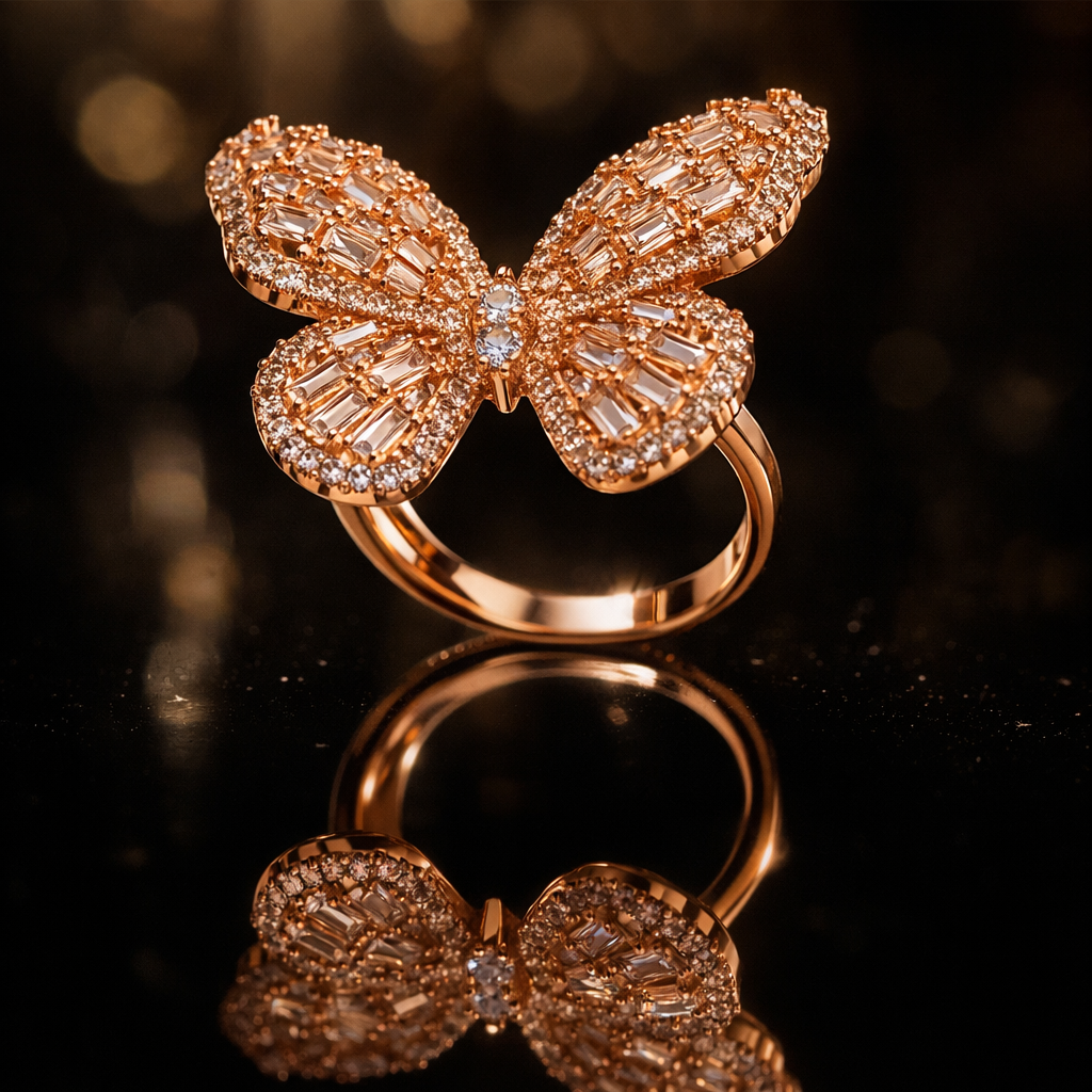SS Diamond Butterfly Ring