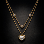 SS DOUBLE CHAIN HEART NECKLACE