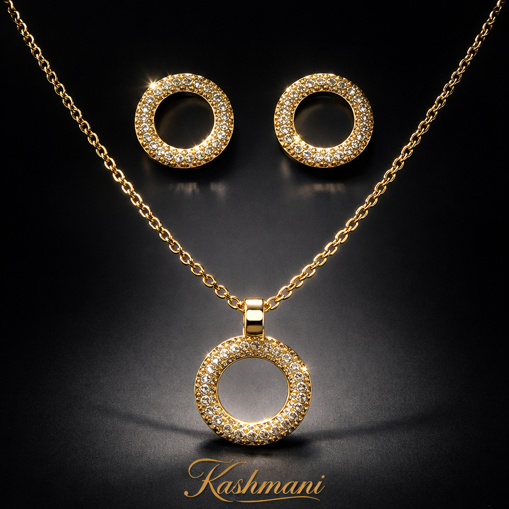 SS GOLD CIRCLE NECKLACE SET
