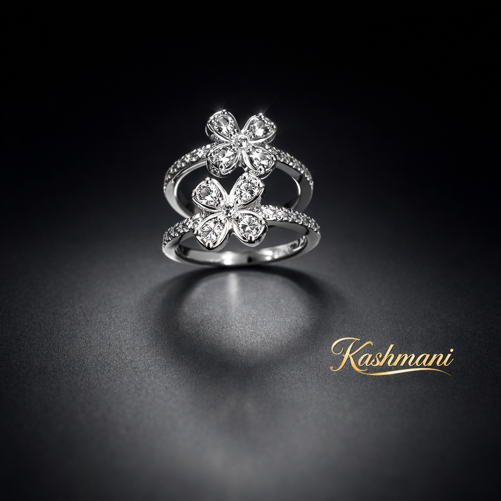 SS Silver Double Flower Ring