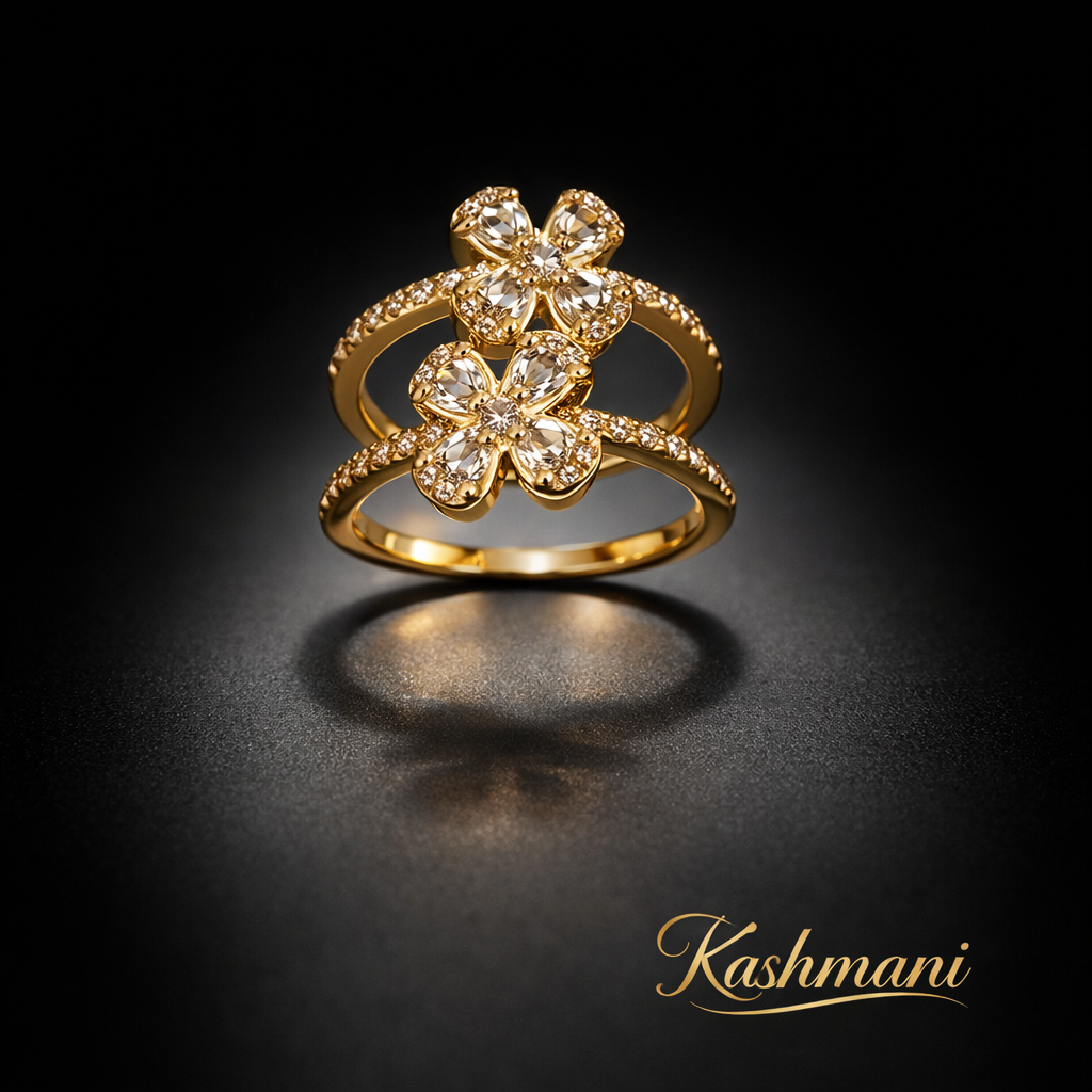 SS Gold Double Flower Ring