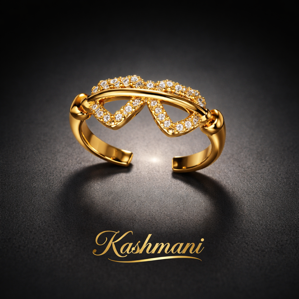 SS Gold Double Heart Ring