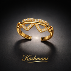 SS Gold Double Heart Ring