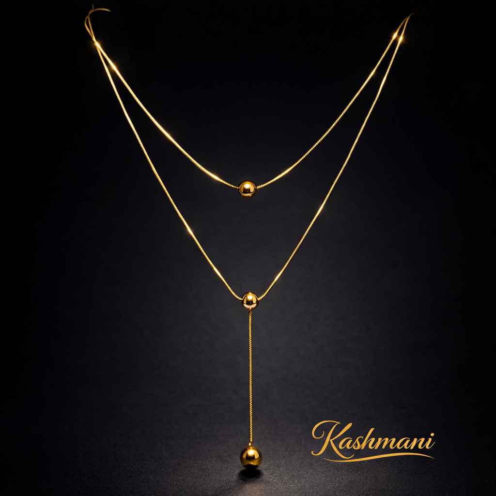SS DOUBLE LAYER BALL DROP NACKLACE